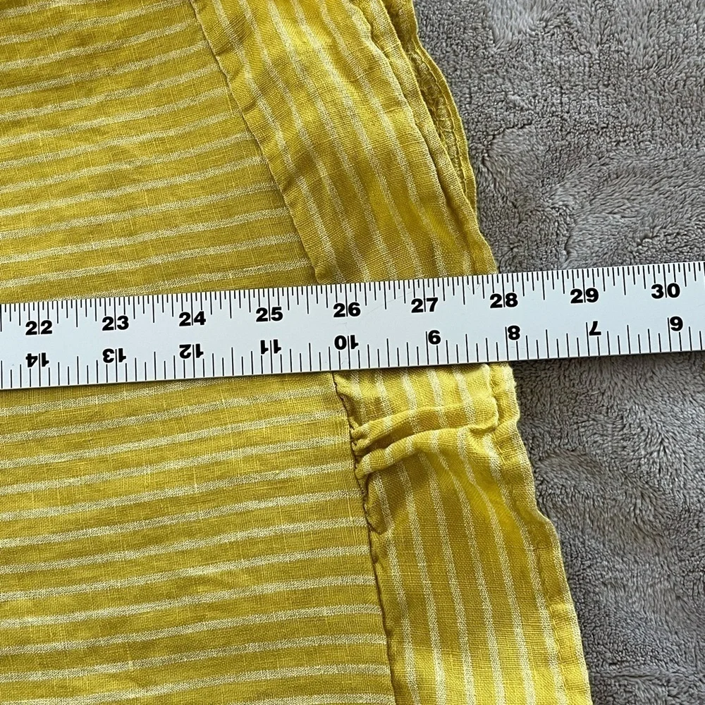 Lungo L'Arno 100% Linen Made in Italy Mustard Striped Ruffle Tunic Top L Boho - Picture 12 of 12